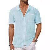 Toloer Men's New Summer Short-Sleeved Shirt Pocket Hollow Out Breathable Cool Summer Men's Casual Top