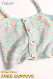 Women Sweet Camis Buttons Spaghetti Knitted Backless Camisole Summer Cute Tank Tops For Women Casual Crop