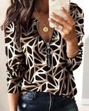 Independent Station Fashion Printed Zipper Long-Sleeved New Casual Blouse-Outfit
