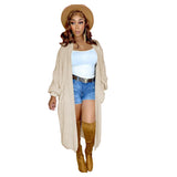 Toloer New Women's Pure Color Casual Sweater Cardigan Long Coat-Outfit