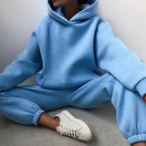 Toloer 2024 Women's Solid Color Casual Fashion Pants And Thick Long-Sleeved Hoodie Hoosuit For