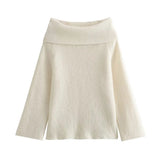 Women's New Autumn And Winter Temperament Long-Sleeved Shoulder Simple Sweater Knitted
