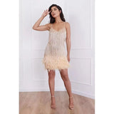 Summer New Fashion Tannegous Leash Feather Splicing Dress Color Dress Dress Direct