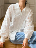 2025 New French Embroidered Shirt Women's Long-Sleeved Design Sense Women's Clothing Style White