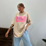 Letter Print Bumper T-Shirt Foundation Buffet Short Sleeves Front Shoulder Thin Long Round Collar