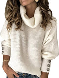 Toloer Solid Color Sweater, Loose Turtleneck Sweater, Women's