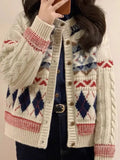 Knitted Design Buttoned Cardigan-Outfit