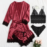 2021 New Ladies Pajamas Four-Piece Sexy Sling Skirt Set Home Lace Pajamas