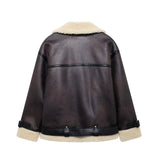 Women's Autumn And Winter New Double-Sided Collar Long Fur Locomotive Wind Jacket Jacket