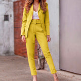Toloer Spot 2024 Autumn And Winter Women's Fashion Long Sleeve Suit Jacket Casual Pants Suit-Outfit