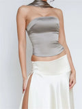 Sexy Women Halter Tank Solid Backless Strapless Bustiers Crop Tops Streetwear Summer Aesthetic Grunge Mini Vest 2024-Outfit