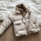 Crriflz ladies winter solid down Jacket women oversize loose coat stand-up collar thick warm causal chic parka 2022 new