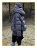 Puff Soft Glutinous Hooded Short Down Jacket Women's Winter New Thick Small Turtle Back Ken Bean Bread Coat-Outfit