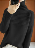 Autumn And Winter Lazy Wind Thickened High-Necked Sweaters Women's Long-Sleeved Solid Color Pile Collar Knitted Bottomed Sweaters-Outfit