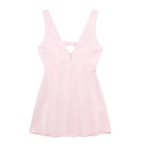 Spring Jewelry Button Trim Solid Color Vest Dress 2747571-Outfit