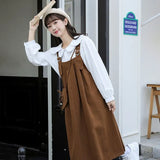 Toloer Department Strap Skirt Two Suits Female Autumn 2024 New Small Casual Temperament College Wind Dress-Outfit
