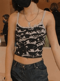 Screen Eye Print Crop Cami Top-Outfit