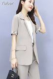 Women Single Botton Work Blazer Suits Slim Loose Casual Pants Blazers Jackets With Trouser Two Pieces