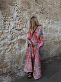 Fashion Printed Long Sleeve V-Neck Loose Pants