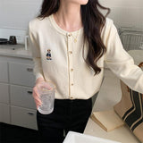 And Autumn Short Coat New Inner Match Sweater Jacket Bear Long Sleeve Cardigan Women's Lazy Wind Sweater Woman-Outfit