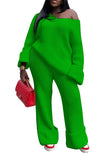 Toloer New Women's Wear Casual Solid Color Loose Knit Suit-Outfit