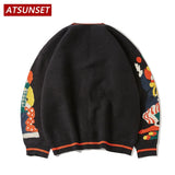 Cartoon Clown Magician Embroidery Sweater Harajuku Retro Style Knitted Sweater Autumn And Winter Cotton Button
