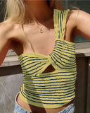 Spring And Summer Explosion Women's Striped Single-Slanted Shoulder Knitted Wool