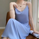 Acetate Silk Sling Dress Women Summer Loose Inside The Long Dress French Design Fairy Set Of