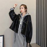 Toloer Coat Female 2024 Spring And Autumn New Korean Version Loose Short Foreign Style Lapel PU Leather Jacket Joker Jacket Tide-Outfit