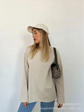And Autumn 2025 New Solid Color Long-Sleeved T-Shirt Women's Loose Basic Casual Pure Cotton T-Shirt