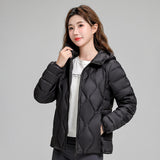 Autumn And Winter New Light Down Jacket Female Short Style Hooded Gourd Style Hooded Pressure Line Slim Inner Bladder Coat Tide-Outfit