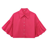Short Top 2025 Spring Five-Sleeve Retro Temperament Bubble Sleeve Loose