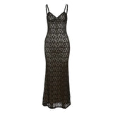 New Summer Women's Fashion Sling Sexy Lace Low-Cut Slim Hip Wrap Dress-Outfit