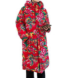 Long Cotton-Padded Coat Coat Northeast Dahua Chinese Style Hanfu Men And Women Loose Warm Cold Hooded Cotton-Padded Jacket Lovers-Outfit
