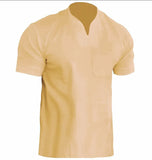 Men's Fitness Plus-Size Sports T-Shirt Men's Elastic Cotton Pocket Short-Sleeved Summer V-Neck Polo