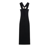 Homemade New Women's Gold Knitted Neck Dress