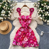 French Design Three-Dimensional Flower Net Embroidery To Recupers With A Sling A-Word Dress