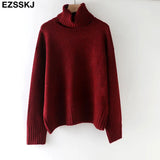 autumn Winter casual cashmere oversize thick Sweater pullovers Women 2021 loose Turtleneck women's sweaters