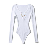 Solid Knitted Bodycon Bodysuits Women Long Sleeve Home Jumpsuit Lady Sheath Sexy Body Suit Spring Combinaison
