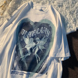 2022 New Butterfly Fairy Print T-Shirt Punk Goth Hip Hop Grunge Rock Y2K Round Neck Casual Summer Coat