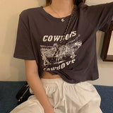 Toloer Print Short Short-Sleeved T-Shirt Female 2024 Summer Dress New Korean Version Design Sense Girl Slim Student