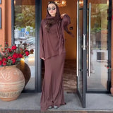 New Women's Long-Sleeved Casual Solid-Colored Loose Long Dress Comfortable