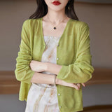 Toloer Hemp Knitting Cardigan Female Thin Ice Silk Linen Coat Sunscreen Clothes Summer Loose Outside The Shawl Air Conditioning Shirt-Outfit