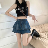 Toloer High-Waisted Denim Skirt Women's Spring 2023 New Hot Girls Summer Skirt Pants Show Thin Cake