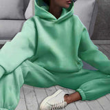 Toloer 2024 Women's Solid Color Casual Fashion Pants And Thick Long-Sleeved Hoodie Hoosuit For
