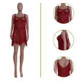 Toloer New Women's Wear Silk Tassel Beach Dress-Outfit