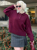 College Polo Collar Solid Color Loose Sweater Soft Tones Softly Wear Knitted Skin Fabric