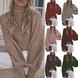 2025 New Loose Half-High Collar Knitwear Women's Solid Color Turtleneck