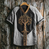 Men's Short-Sleeved Casual V-Neck T-Shirt 3D Digital Print