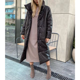 Winter Parkas Women Fashion Straight Loose Coats Women Elegant Pockets Long Cotton Jackets Female Ladies